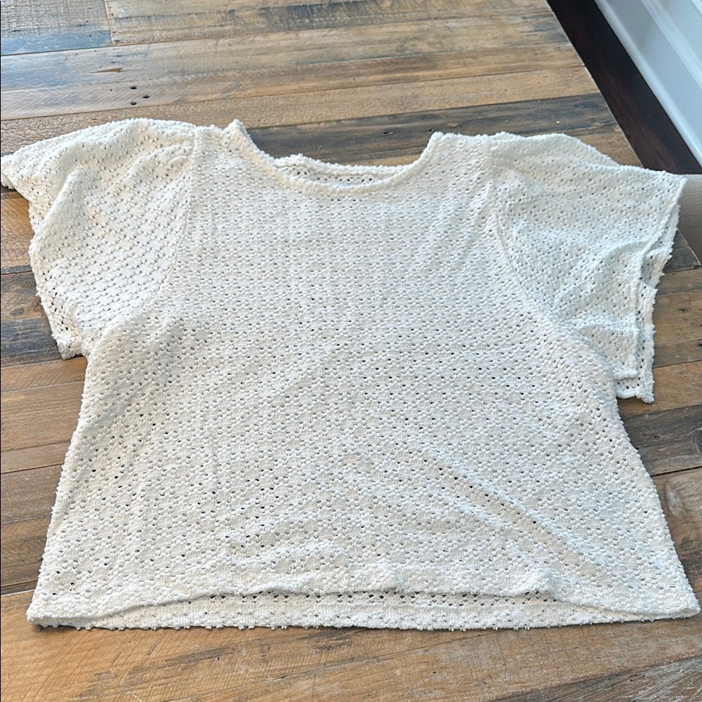 Madewell Texture and Thread cropped cream top